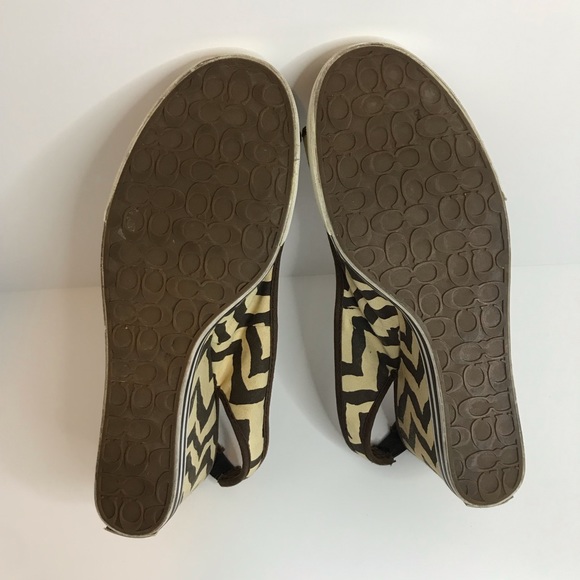 Coach Slingback Brown & Cream Zebra Print Sydney Wedges Sz 10 - Picture 11 of 13